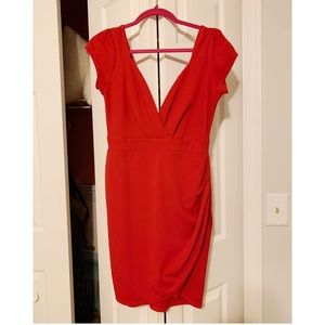 LuLus Red V-Neck Bodycon Dress